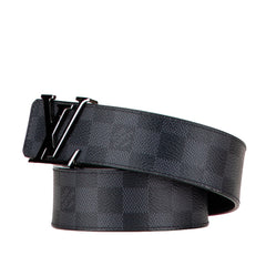 ルイ ヴィトン ダミエ サンチュール LV イニシアル ベルト 80/32 M0213 ブラック PVC レザー メンズ LOUIS VUITTON 【中古】