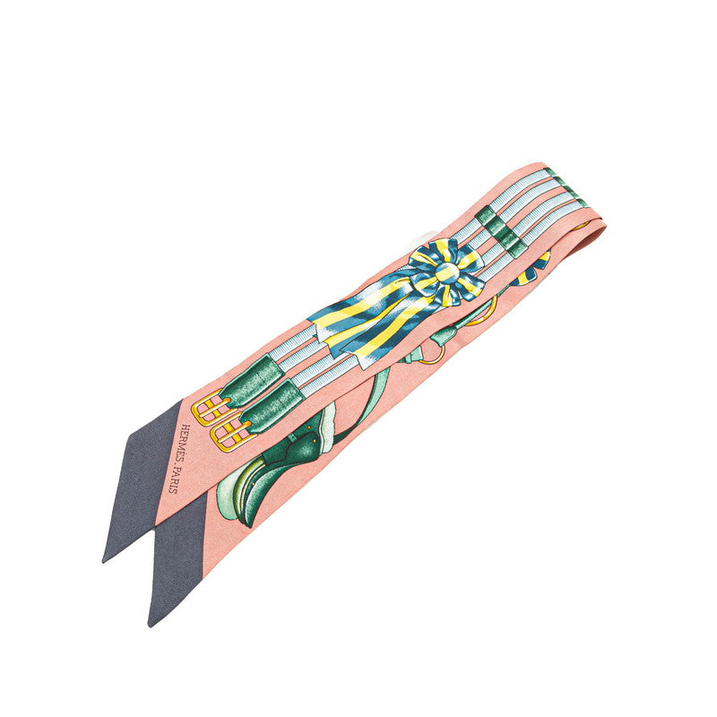 エルメス ツイリー Jumping ジャンピング スカーフ ピンク マルチカラー シルク レディース HERMES 【中古】