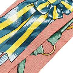 エルメス ツイリー Jumping ジャンピング スカーフ ピンク マルチカラー シルク レディース HERMES 【中古】