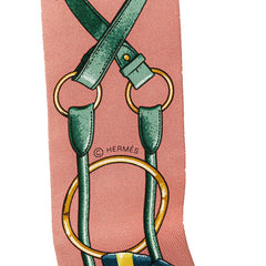 エルメス ツイリー Jumping ジャンピング スカーフ ピンク マルチカラー シルク レディース HERMES 【中古】