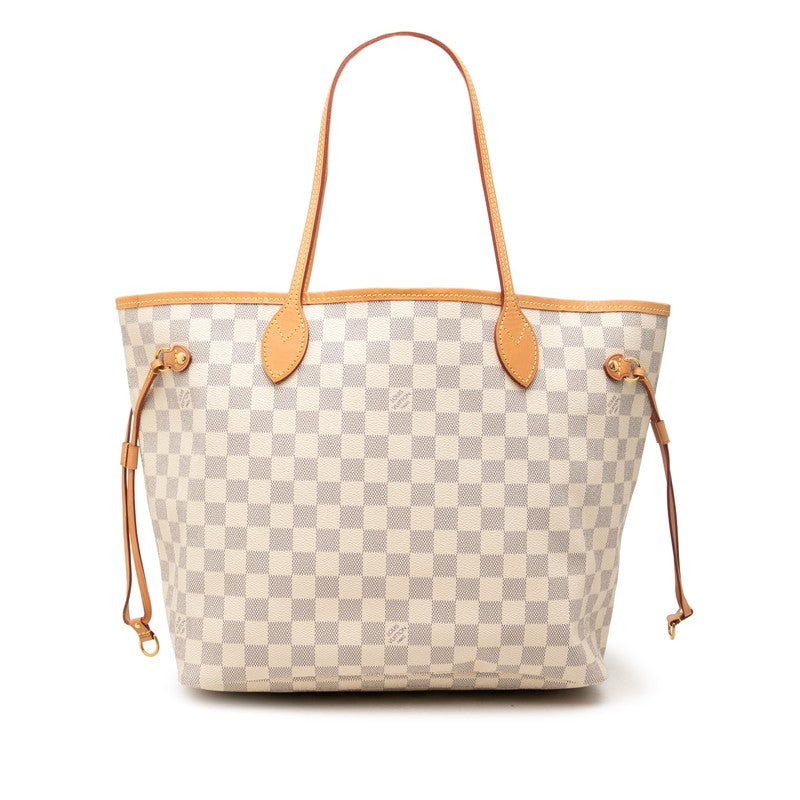 ルイ ヴィトン ダミエ アズール ネヴァーフルMM トートバッグ ショルダーバッグ N51107 ホワイト PVC レザー レディース LOUIS VUITTON 中古
