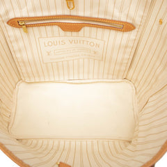 ルイ ヴィトン ダミエ アズール ネヴァーフルMM トートバッグ ショルダーバッグ N51107 ホワイト PVC レザー レディース LOUIS VUITTON 中古