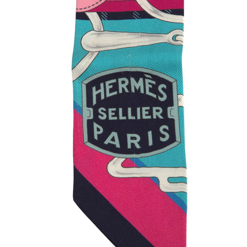 エルメス ツイリー TATERSALE タッタソール スカーフ ネイビー ピンク マルチカラー シルク レディース HERMES 【中古】