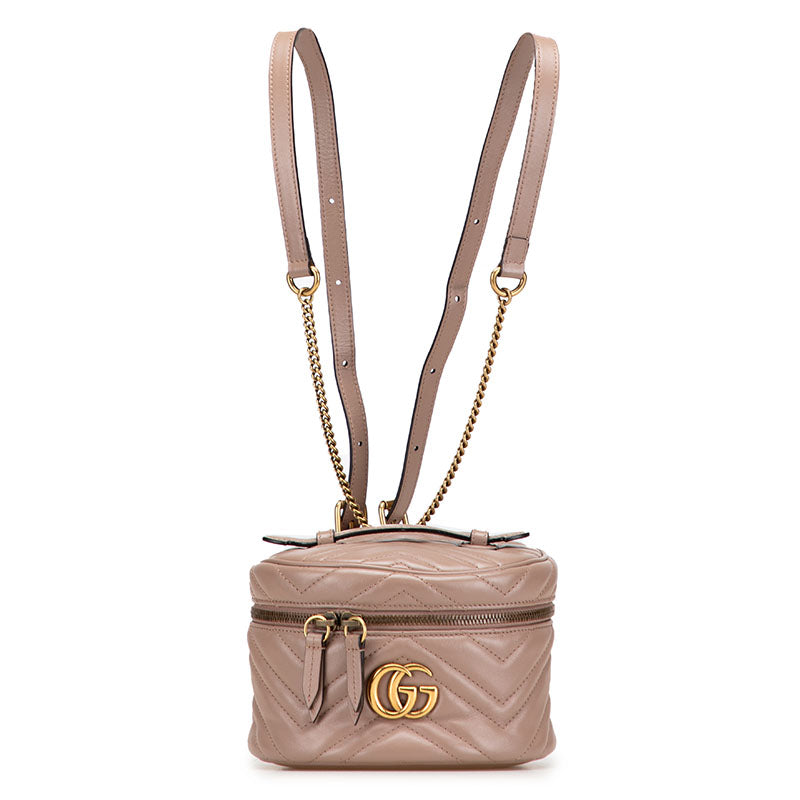 グッチ GGマーモント キルティング リュック バックパック 598594 ベージュ レザー レディース GUCCI 【中古】