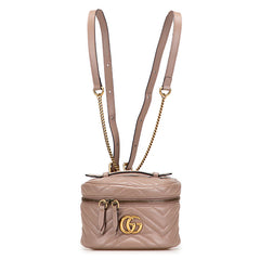 グッチ GGマーモント キルティング リュック バックパック 598594 ベージュ レザー レディース GUCCI 【中古】