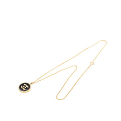 シャネル ココマーク チェーン ペンダント ネックレス 01P刻印 ゴールド ブラック メッキ レディース CHANEL 中古