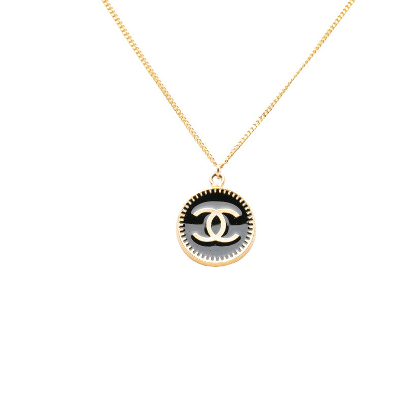 シャネル ココマーク チェーン ペンダント ネックレス 01P刻印 ゴールド ブラック メッキ レディース CHANEL 中古
