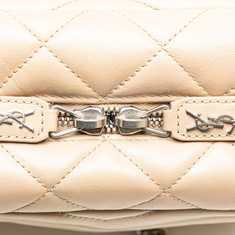 サンローラン ルル ボーリング ショルダーバッグ 454317 ベージュ レザー レディース SAINT LAURENT 【中古】