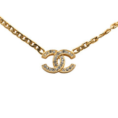 シャネル ココマーク ヴィンテージ チェーン ペンダント ネックレス ゴールド メッキ ラインストーン レディース CHANEL 【中古】