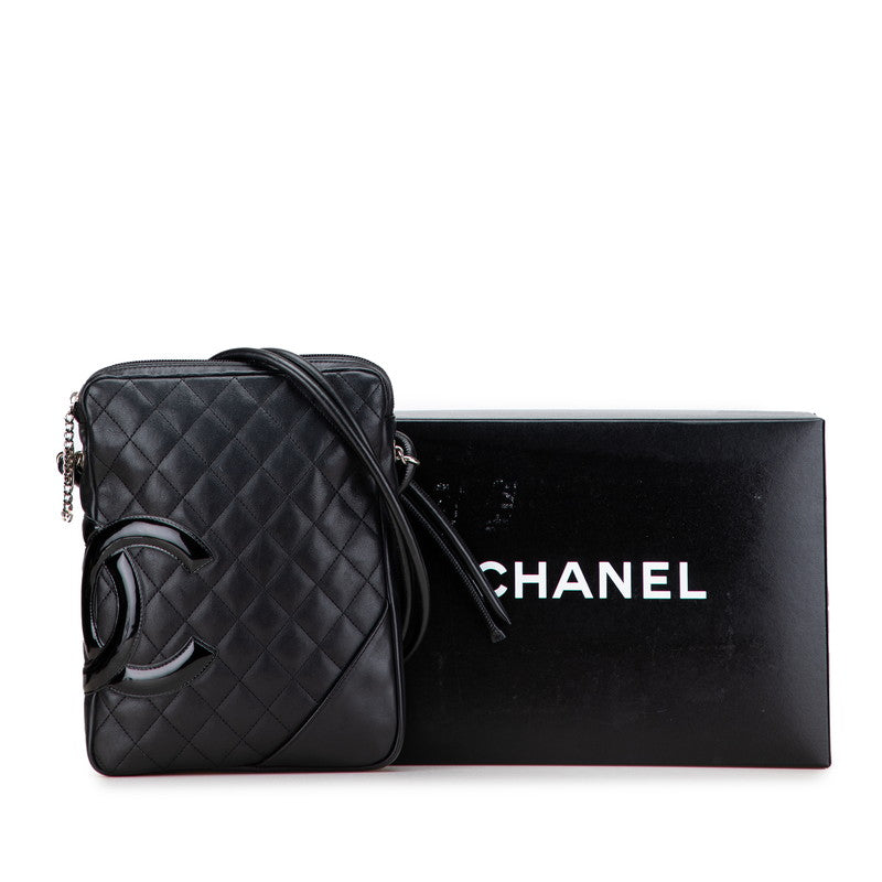 シャネル カンボンライン ココマーク 斜め掛け ショルダーバッグ ブラック カーフ パテントレザー レディース CHANEL 【中古】
