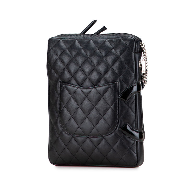 シャネル カンボンライン ココマーク 斜め掛け ショルダーバッグ ブラック カーフ パテントレザー レディース CHANEL 【中古】