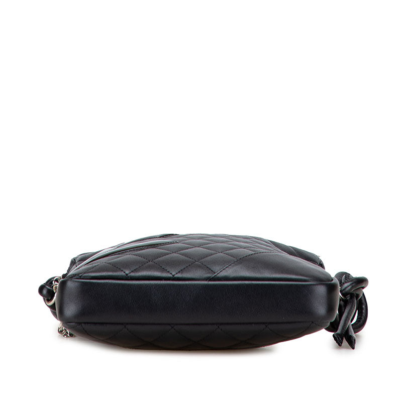 シャネル カンボンライン ココマーク 斜め掛け ショルダーバッグ ブラック カーフ パテントレザー レディース CHANEL 【中古】