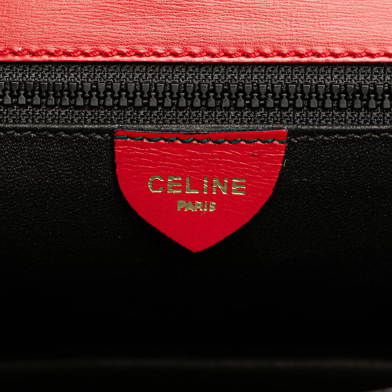 セリーヌ ロゴ クラッチバッグ レッド ゴールド レザー レディース CELINE 【中古】
