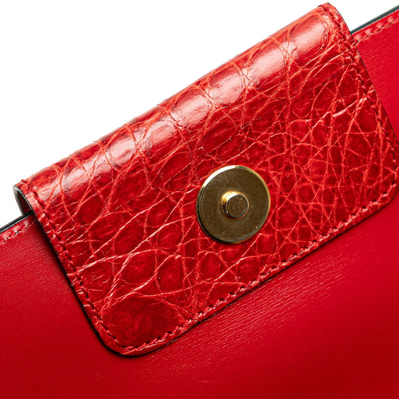 セリーヌ ロゴ クラッチバッグ レッド ゴールド レザー レディース CELINE 【中古】