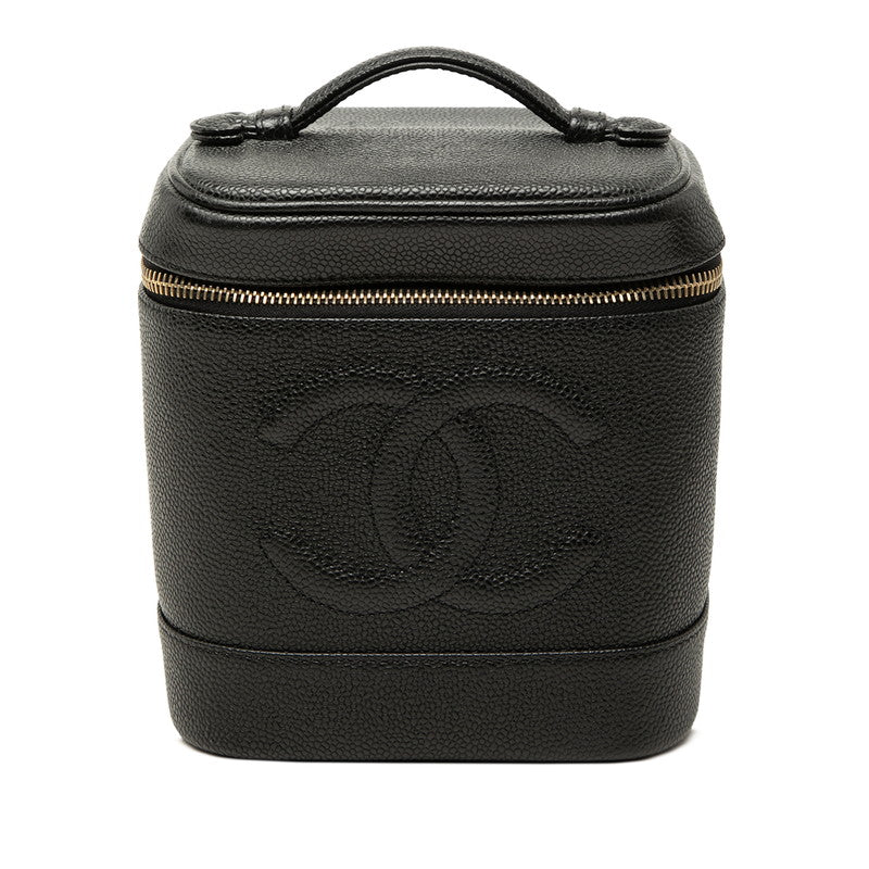 シャネル ココマーク バニティバッグ ハンドバッグ A01998 ブラック キャビアスキン レディース CHANEL 【中古】