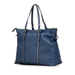 グッチ GGナイロン ハンドバッグ ショルダーバッグ 2WAY 387067 ネイビー ブルー ナイロン レザー レディース GUCCI 【中古】