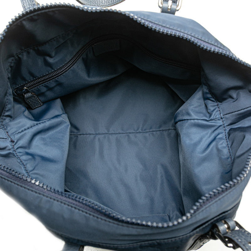 グッチ GGナイロン ハンドバッグ ショルダーバッグ 2WAY 387067 ネイビー ブルー ナイロン レザー レディース GUCCI 【中古】