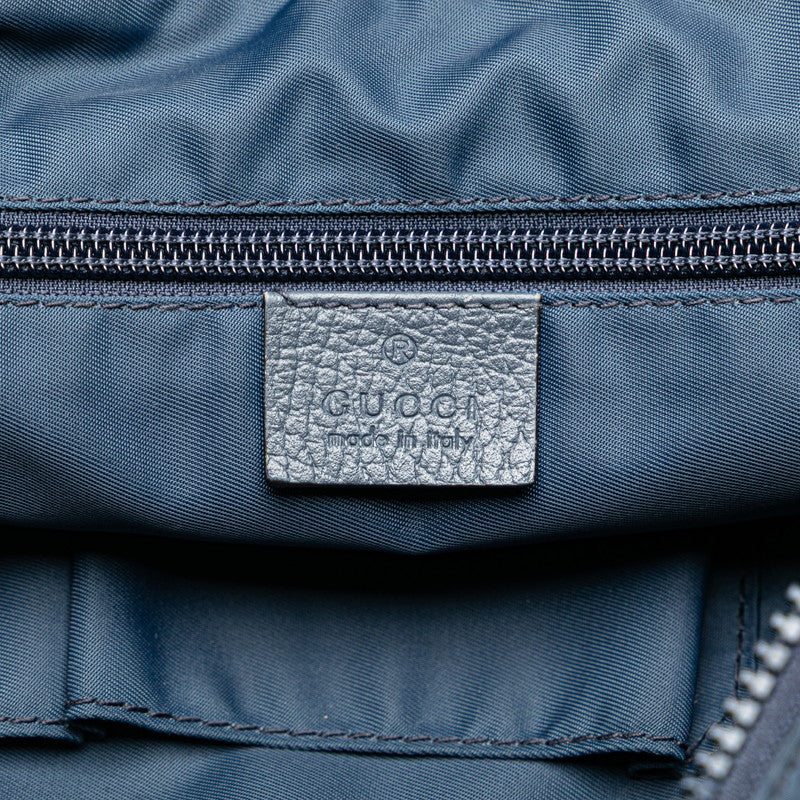 グッチ GGナイロン ハンドバッグ ショルダーバッグ 2WAY 387067 ネイビー ブルー ナイロン レザー レディース GUCCI 【中古】