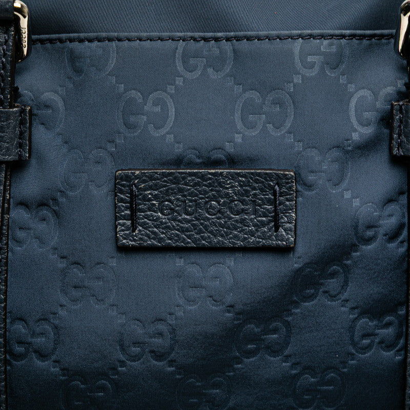 グッチ GGナイロン ハンドバッグ ショルダーバッグ 2WAY 387067 ネイビー ブルー ナイロン レザー レディース GUCCI 【中古】