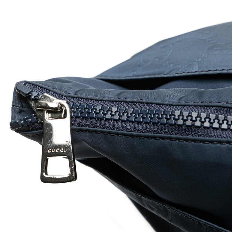 グッチ GGナイロン ハンドバッグ ショルダーバッグ 2WAY 387067 ネイビー ブルー ナイロン レザー レディース GUCCI 【中古】