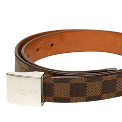 ルイ ヴィトン ダミエ サンチュール キャレ ベルト サイズ100/40 M6803 ブラウン シルバー PVC レザー メンズ LOUIS VUITTON 中古