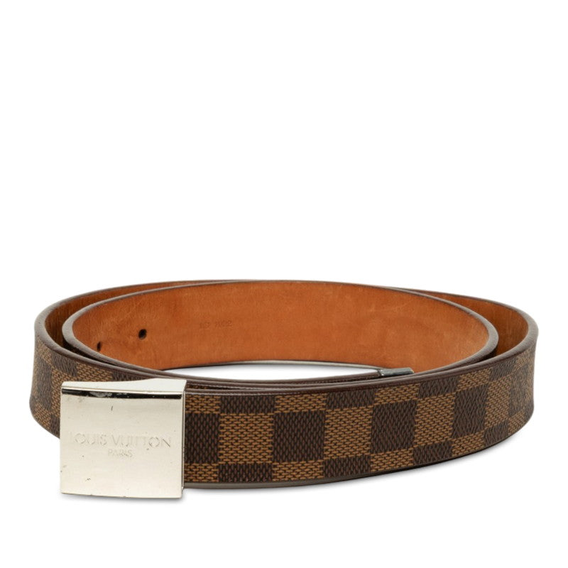 ルイ ヴィトン ダミエ サンチュール キャレ ベルト サイズ100/40 M6803 ブラウン シルバー PVC レザー メンズ LOUIS VUITTON 中古
