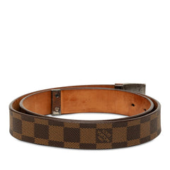 ルイ ヴィトン ダミエ サンチュール キャレ ベルト サイズ100/40 M6803 ブラウン シルバー PVC レザー メンズ LOUIS VUITTON 中古