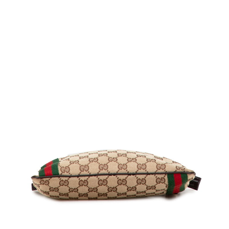 グッチ GGキャンバス シェリーライン 斜め掛け ショルダーバッグ 144388 ブラウン キャンバス レザー レディース GUCCI 【中古】