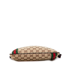 グッチ GGキャンバス シェリーライン 斜め掛け ショルダーバッグ 144388 ブラウン キャンバス レザー レディース GUCCI 【中古】