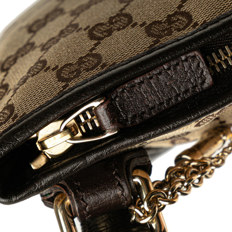 グッチ GGキャンバス シェリーライン 斜め掛け ショルダーバッグ 144388 ブラウン キャンバス レザー レディース GUCCI 【中古】