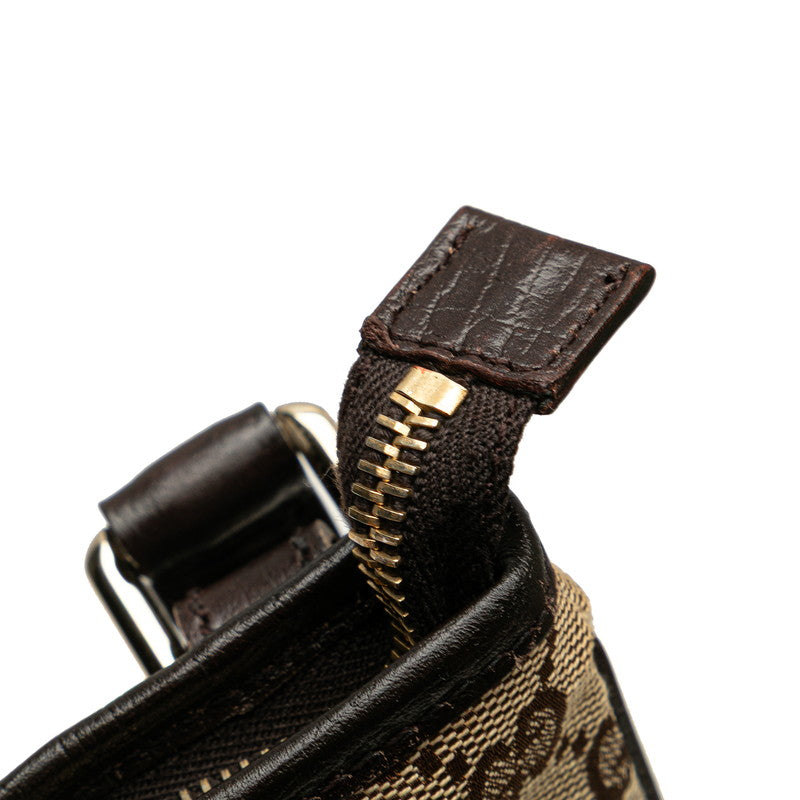 グッチ GGキャンバス シェリーライン 斜め掛け ショルダーバッグ 144388 ブラウン キャンバス レザー レディース GUCCI 【中古】