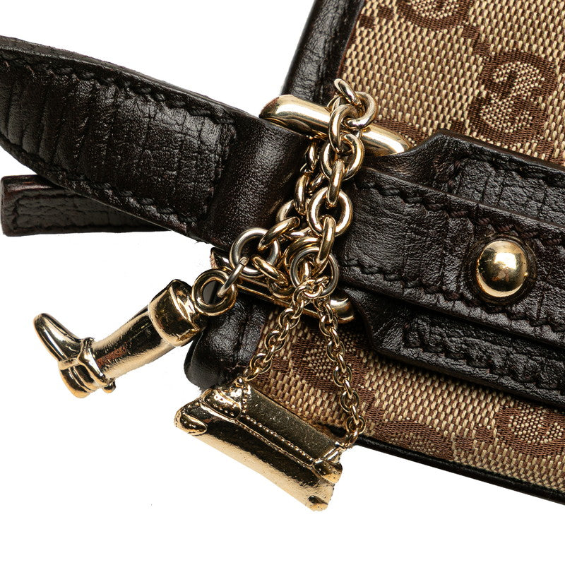 グッチ GGキャンバス シェリーライン 斜め掛け ショルダーバッグ 144388 ブラウン キャンバス レザー レディース GUCCI 【中古】
