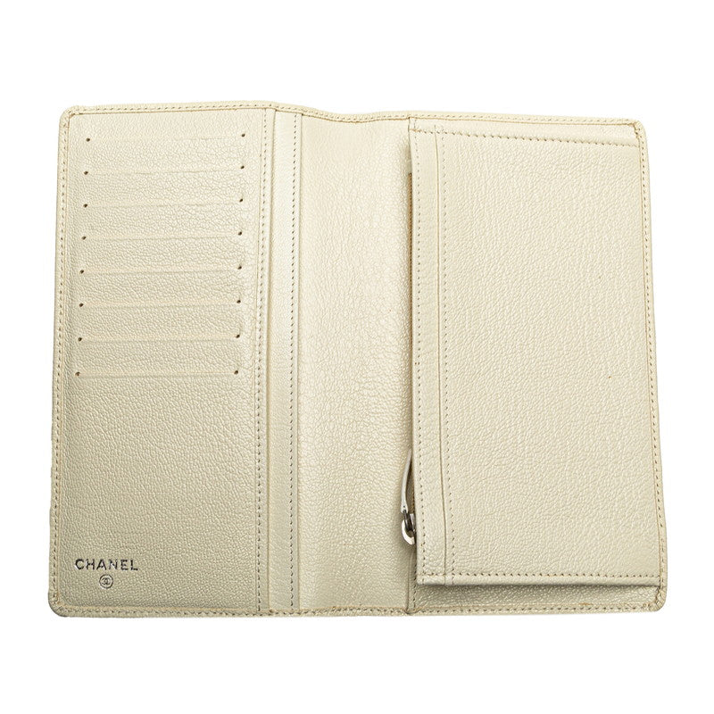 シャネル ココマーク 長財布 ホワイト レザー レディース CHANEL 【中古】