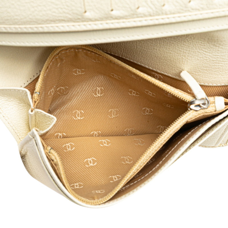 シャネル ココマーク 長財布 ホワイト レザー レディース CHANEL 【中古】