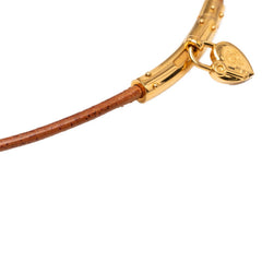エルメス ヴィヴィリデ ハート カデナモチーフ チョーカー ゴールド ブラウン メッキ レザー レディース HERMES 【中古】