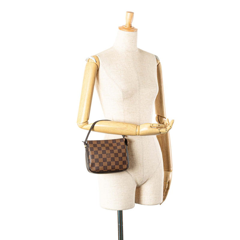 ルイ ヴィトン ダミエ トゥルース メイクアップ ハンドバッグ アクセサリーポーチ N51982 ブラウン PVC レザー レディース LOUIS VUITTON 【中古】
