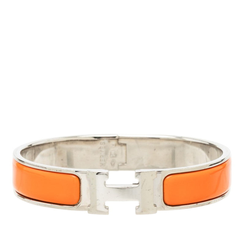 エルメス クリックH PM ブレスレット バングル シルバー オレンジ メタル レディース HERMES 中古
