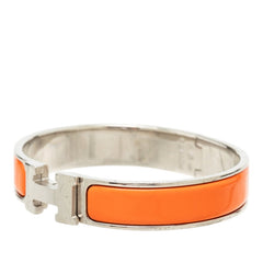 エルメス クリックH PM ブレスレット バングル シルバー オレンジ メタル レディース HERMES 中古