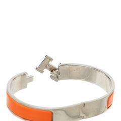 エルメス クリックH PM ブレスレット バングル シルバー オレンジ メタル レディース HERMES 中古
