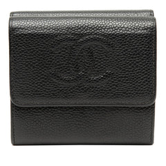シャネル ココマーク ダブルホック 二つ折り財布 ブラック キャビアスキン レディース CHANEL 【中古】