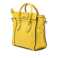 セリーヌ ラゲージ ナノショッパー ハンドバッグ ショルダーバッグ 2WAY イエロー レザー レディース CELINE 【中古】