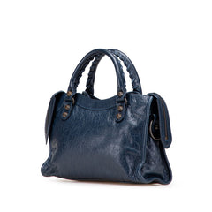 バレンシアガ クラシック ミニシティ ハンドバッグ ショルダーバッグ 2WAY ネイビー レザー レディース BALENCIAGA 【中古】