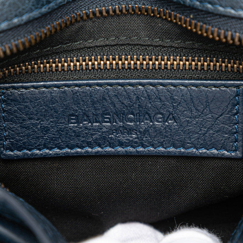 バレンシアガ クラシック ミニシティ ハンドバッグ ショルダーバッグ 2WAY ネイビー レザー レディース BALENCIAGA 【中古】