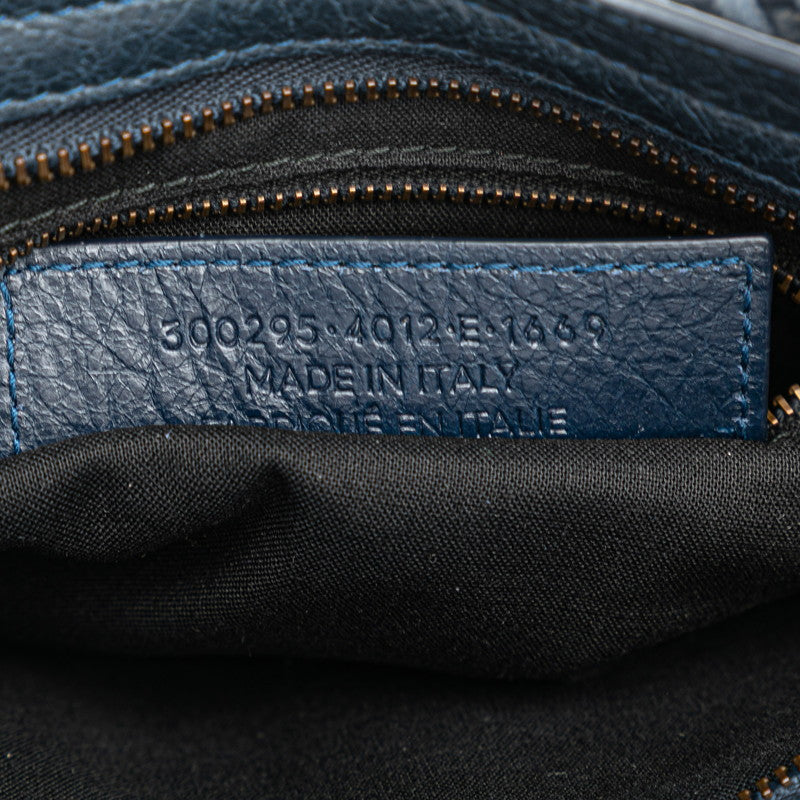 バレンシアガ クラシック ミニシティ ハンドバッグ ショルダーバッグ 2WAY ネイビー レザー レディース BALENCIAGA 【中古】