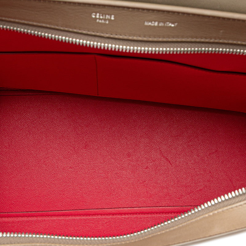 セリーヌ トラペーズ スモール ハンドバッグ ショルダーバッグ 2WAY グレー ベージュ ピンク レザー スウェード レディース CELINE 【中古】