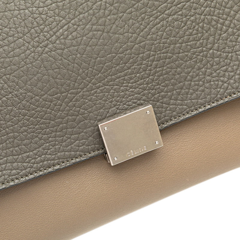 セリーヌ トラペーズ スモール ハンドバッグ ショルダーバッグ 2WAY グレー ベージュ ピンク レザー スウェード レディース CELINE 【中古】