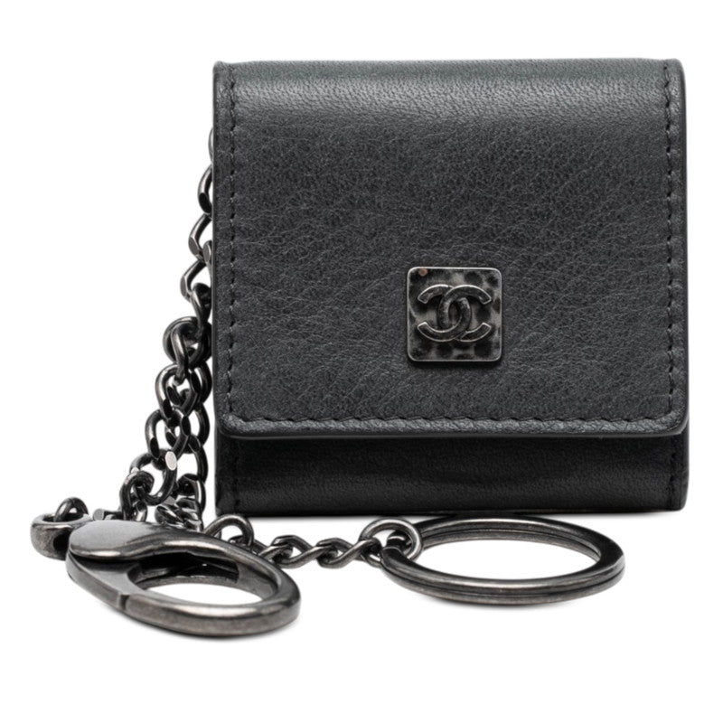 シャネル ココマーク キーホルダー バッグチャーム フォトケース 写真入れ ブラック系 レザー レディース CHANEL 【中古】