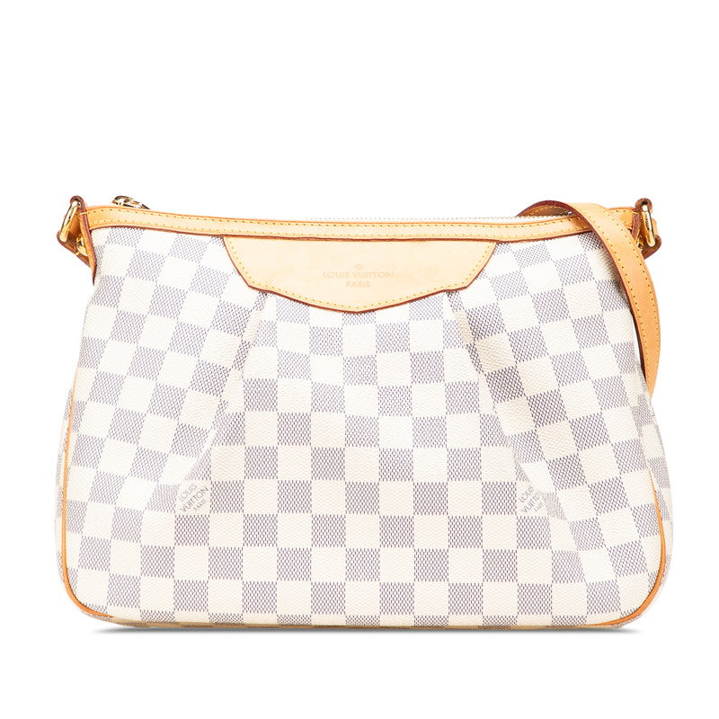 ルイ ヴィトン ダミエ アズール シラク―サPM 斜め掛け ショルダーバッグ  N41113 ホワイト PVC レザー レディース LOUIS VUITTON 【中古】