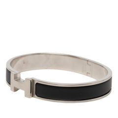 エルメス クリッククラックPM バングル ブレスレット マット シルバー ブラック メタル レディース HERMES 【中古】