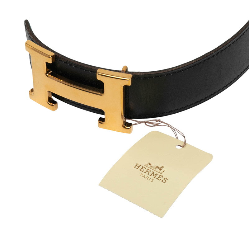 エルメス コンスタンス Hベルト リバーシブル ベルト サイズ：90 ブラック ブルー ボックスカーフ トゴ レディース HERMES 【中古】